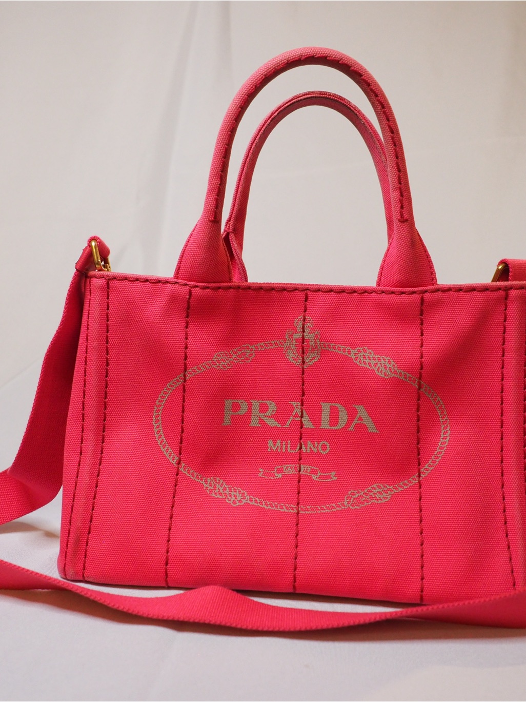 Prada Pink Prada Canapa With Original Strap